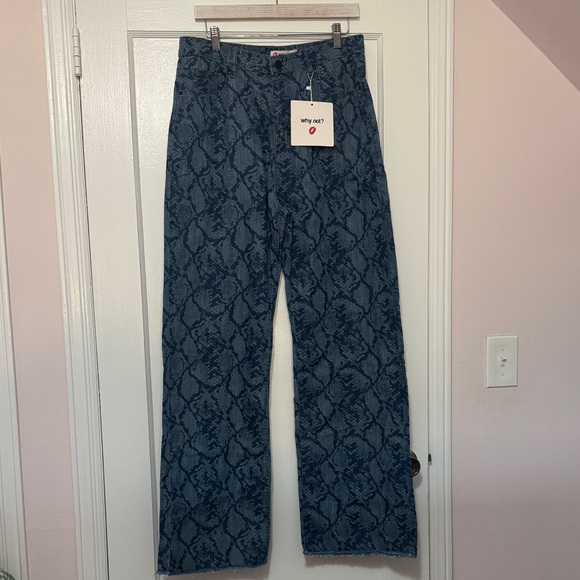 Women’s Why Not Snake Print Wide Leg Jeans - Picture 1 of 3
